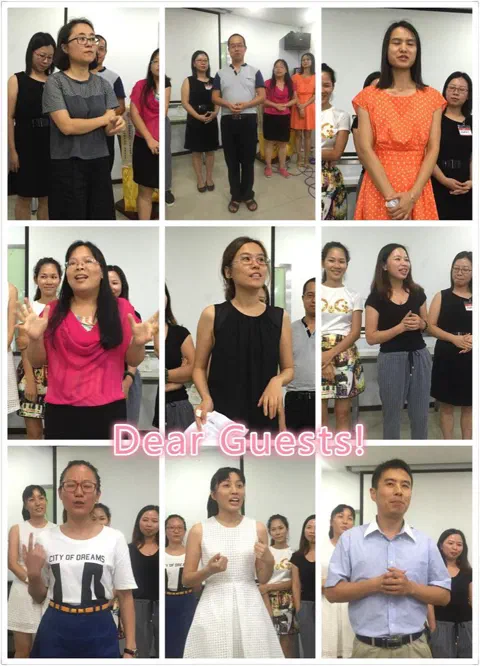 Nine guests, each introducing themselves in turn.
