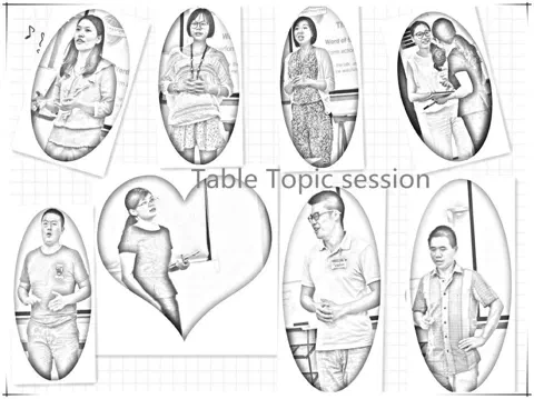 Table Topics: eight speakers, two minutes each.