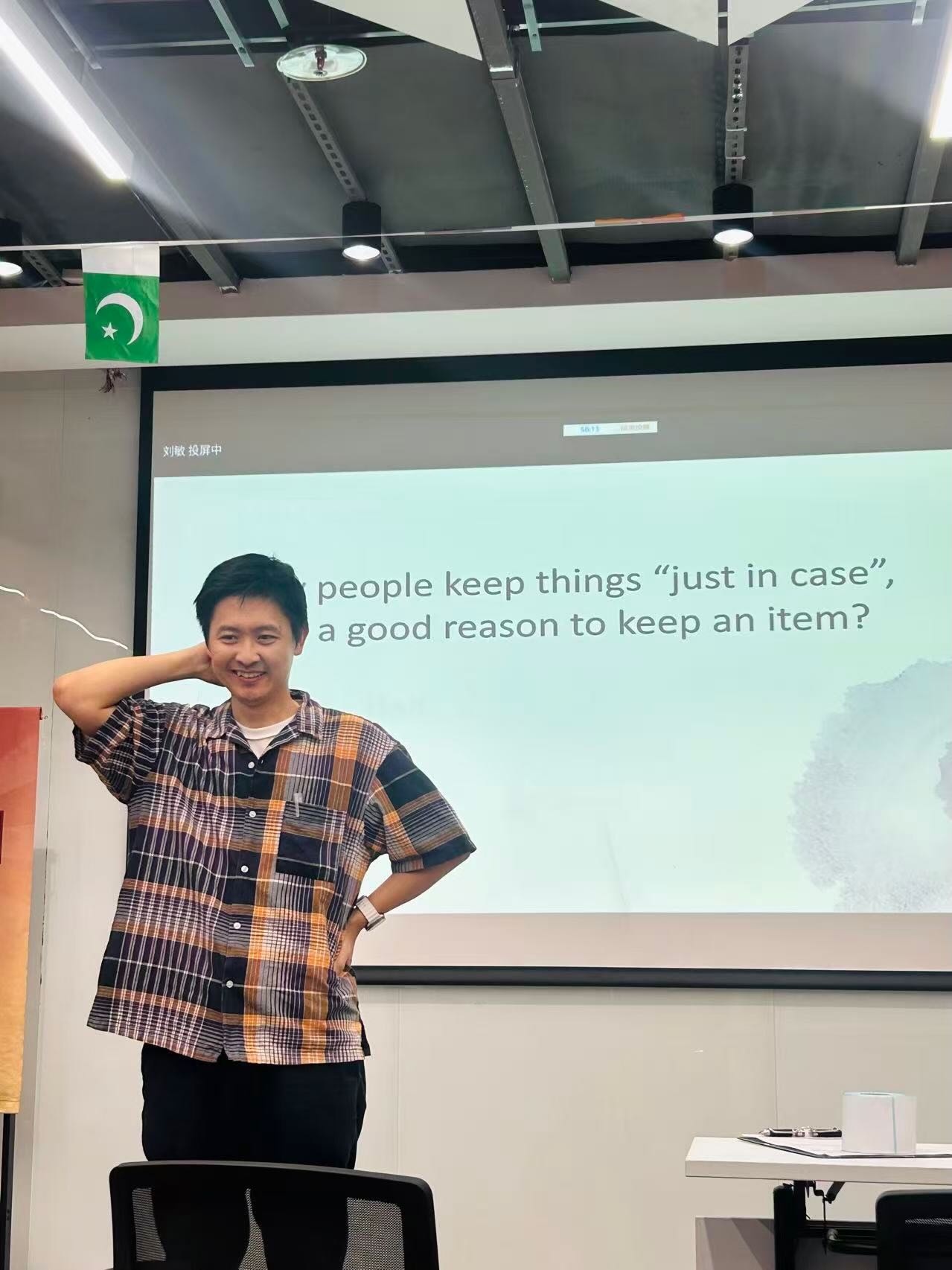 Tao answering a Table Topic question.