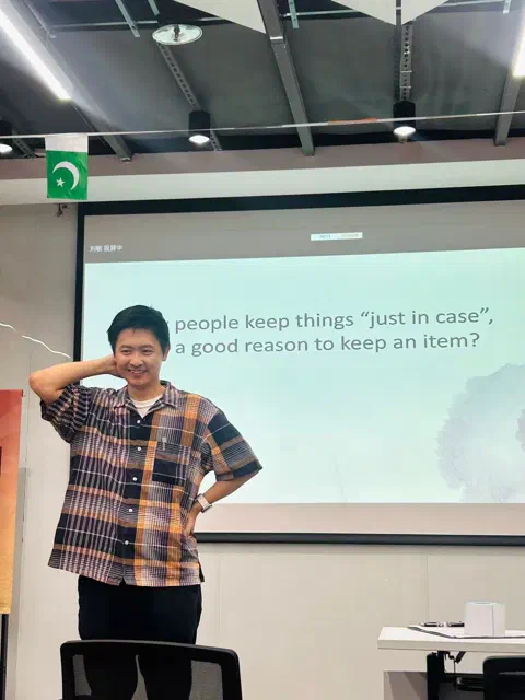 Tao answering a Table Topic question.