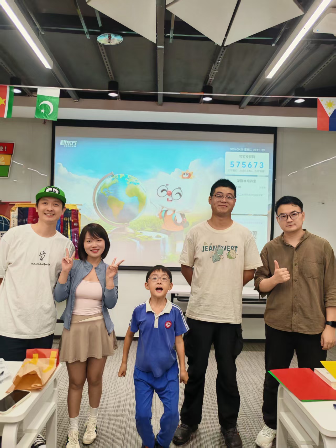 Tao with the four guests. From left: Tao, Zhouzhou, Kaixin, Smith and Eric.